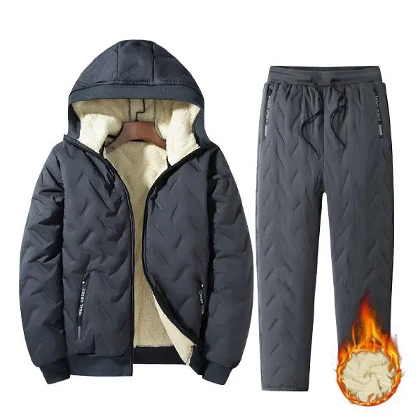 【Clearance Sale】Men’S Autumn Winter Fleece Thickened Set - Multi-Pocket Design, Perfect For Daily Work Commute, Outdoor Leisure & Skiing Clothes Menswear Men'S 2 Piece Set Formal Beige Men'S Sweatsuit Set Men Sweatsuit Set Men 2 Piece Sets Men'S 2 Piece S