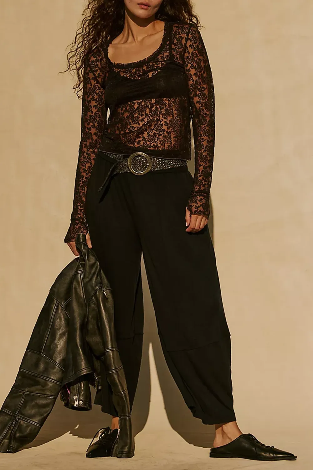 High Waist Elastic Waistband Pants