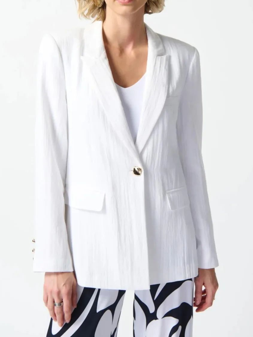 Crisp White Fitted Woven Blazer