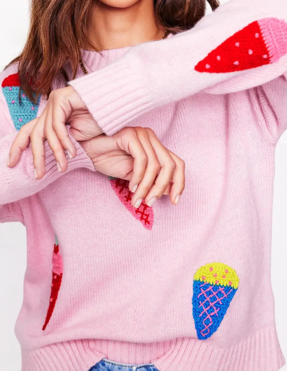 Soft Pink Embroidered Sweater