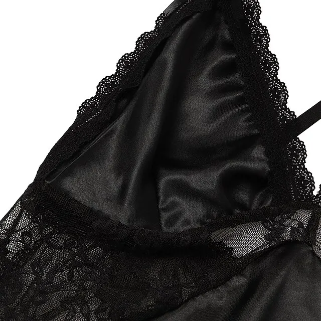 Women's Pajamas Nightgown Dress Pjs Patchwork Fashion Comfort Soft Home Christmas Daily Satin V Wire Sleeveless Hole Summer Spring Black Wine