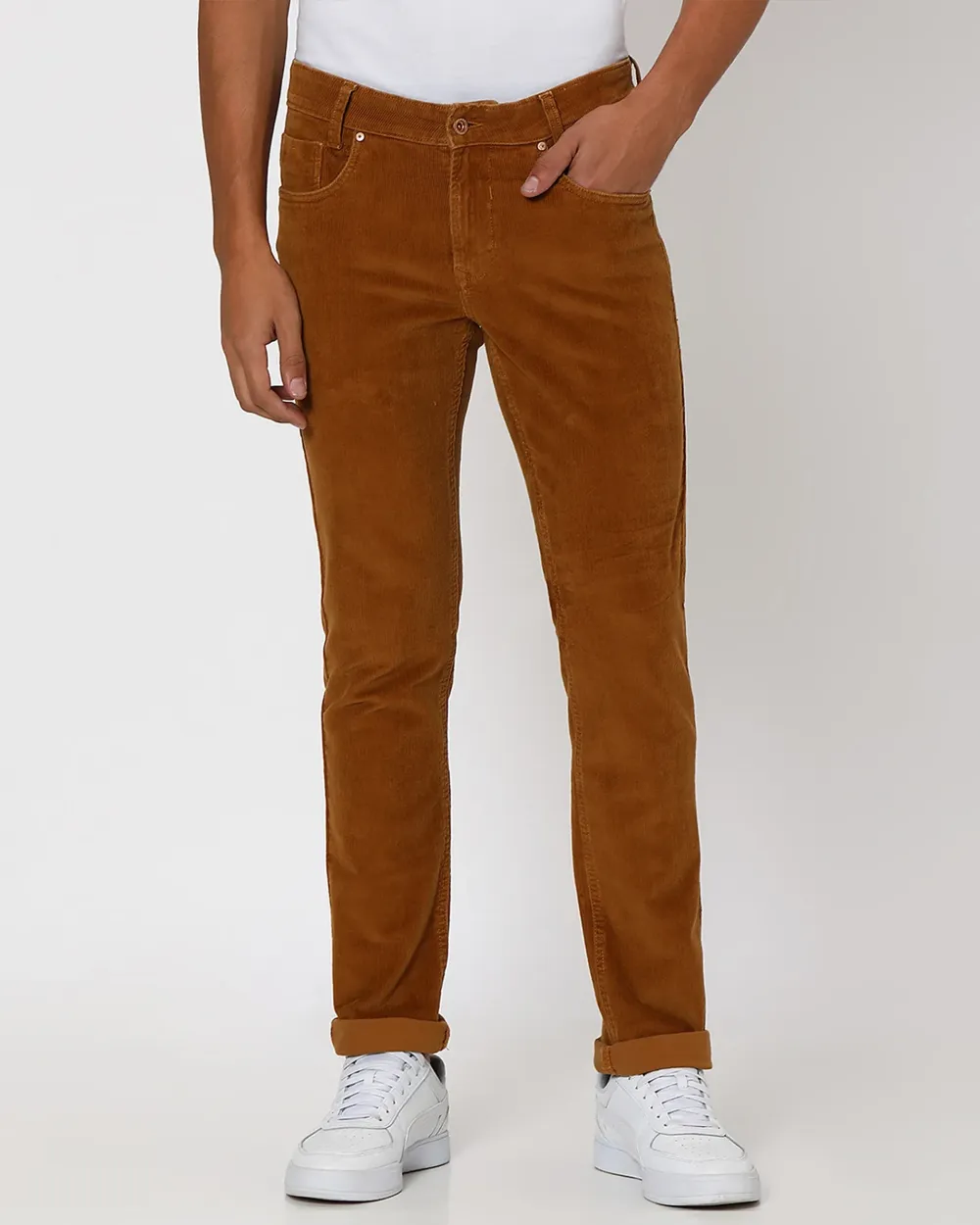 Classic Versatile Slim-Fit Straight-Leg  Khaki Trousers