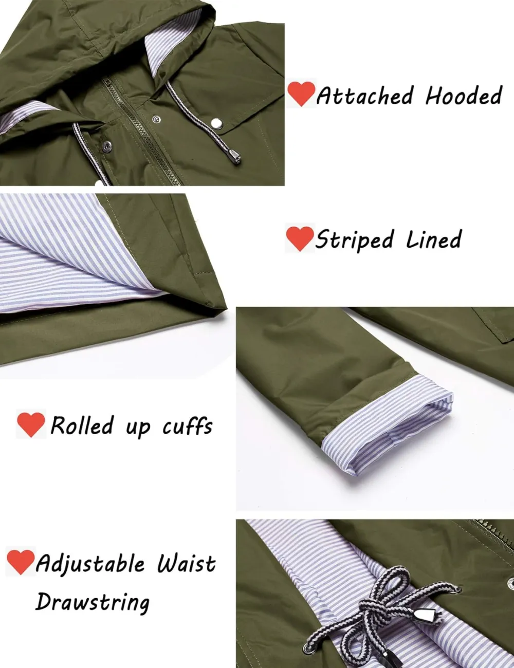 Womens Lightweight Hooded Waterproof Active Outdoor Rain Jacket S-XXL