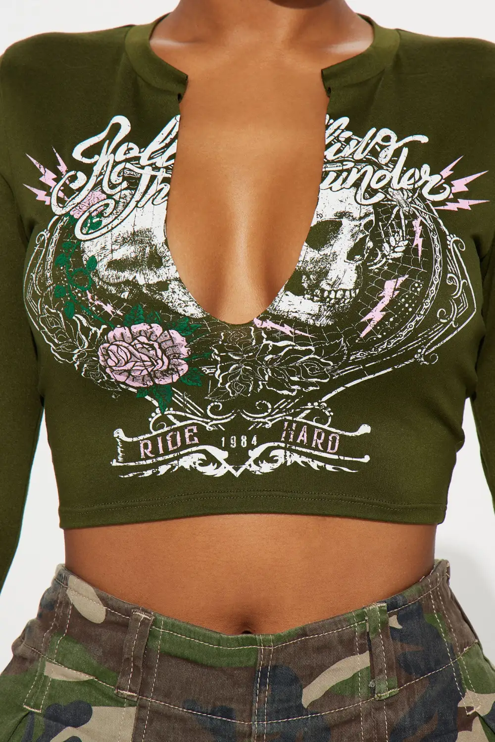 Rolling Thunder Long Sleeve Top - Olive