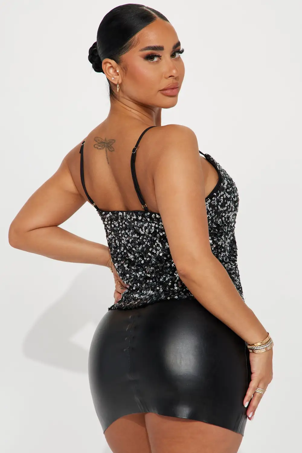 Sara Sequin Top - Black