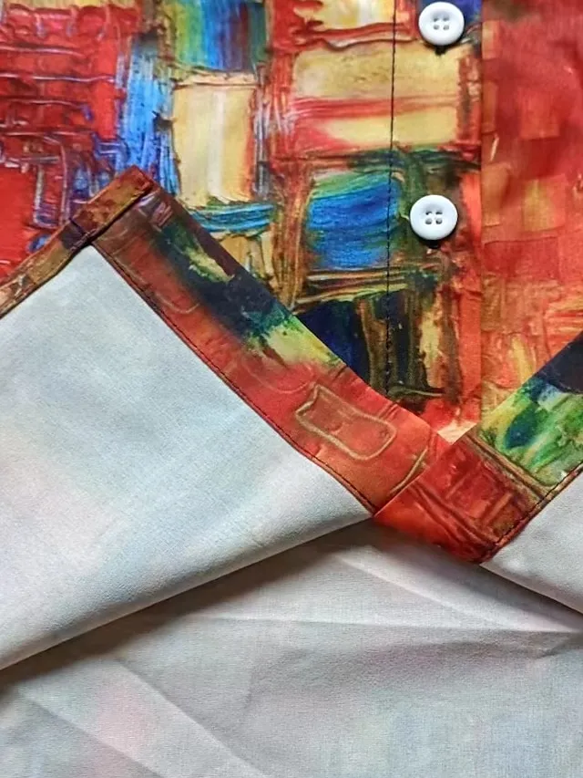 Women's Shirt Blouse White Navy Blue Rainbow Graphic Floral Print Long Sleeve Casual Daily Vintage Tropical Shirt Collar Regular Floral S