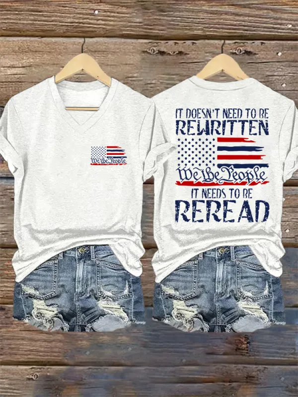 Women's We The People 1776 Print Short Sleeve Round Neck Cotton T-Shirt