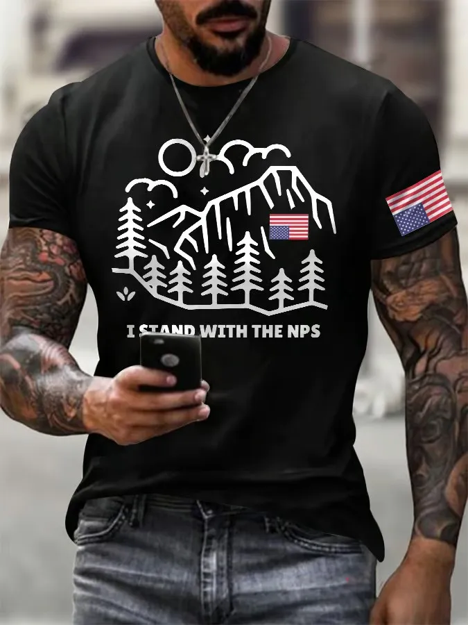 Men'S T-Shirt Men'S Retro I Stand With The NPS National Park Support Print T-Shirt