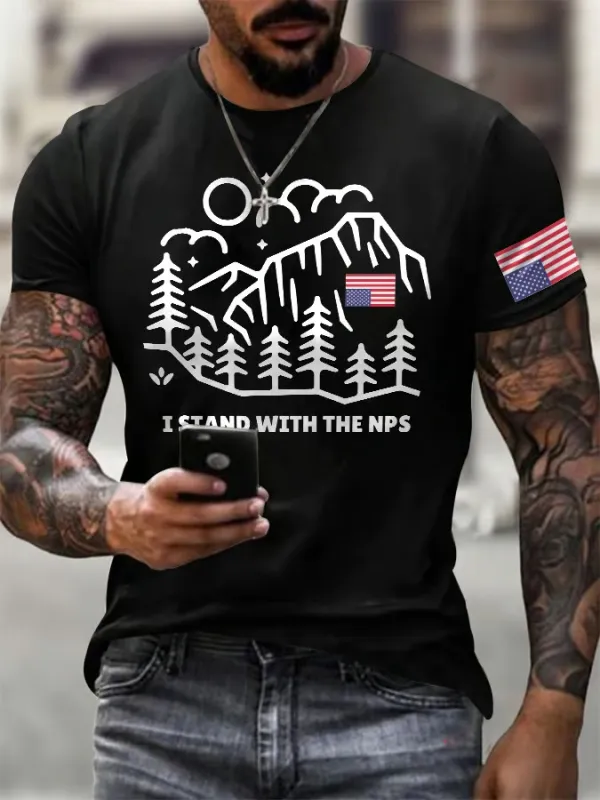 Men'S T-Shirt Men'S Retro I Stand With The NPS National Park Support Print T-Shirt