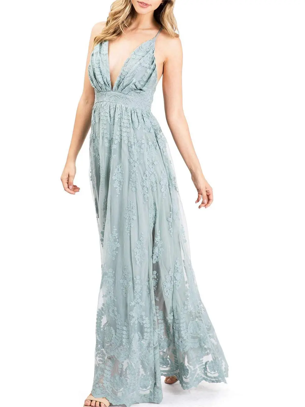 Deep V-Neck Maxi Dress