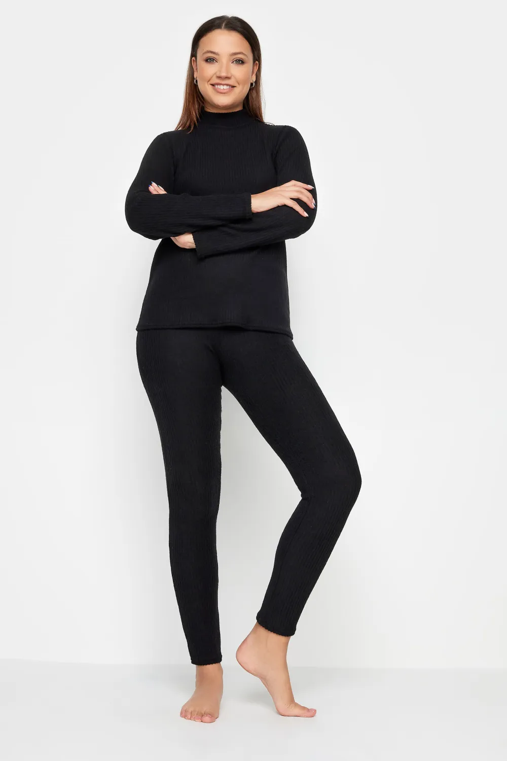 LTS Tall Black Ribbed Leggings