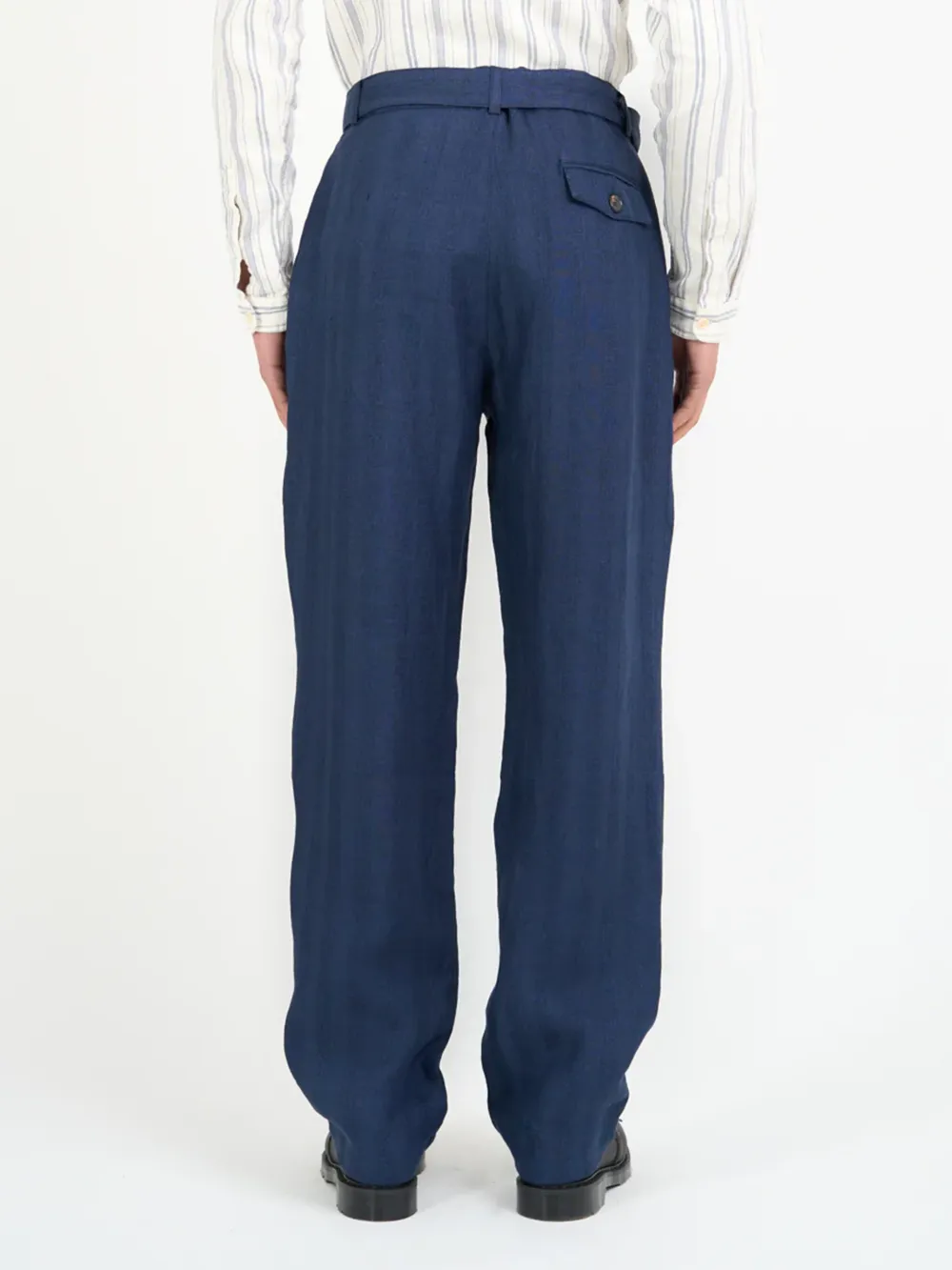 Navy Linen Casual Style Trousers