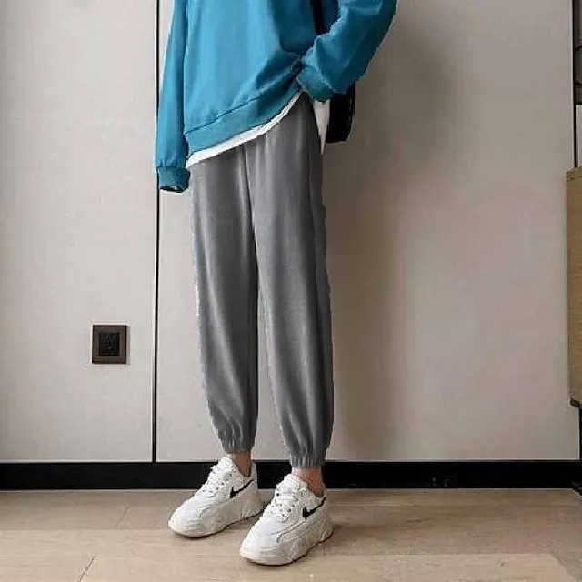 Women's Fleece Lined Sweatpants Joggers Black Pink Light Grey Solid Color Drawstring Daily Basic S Fall Winter