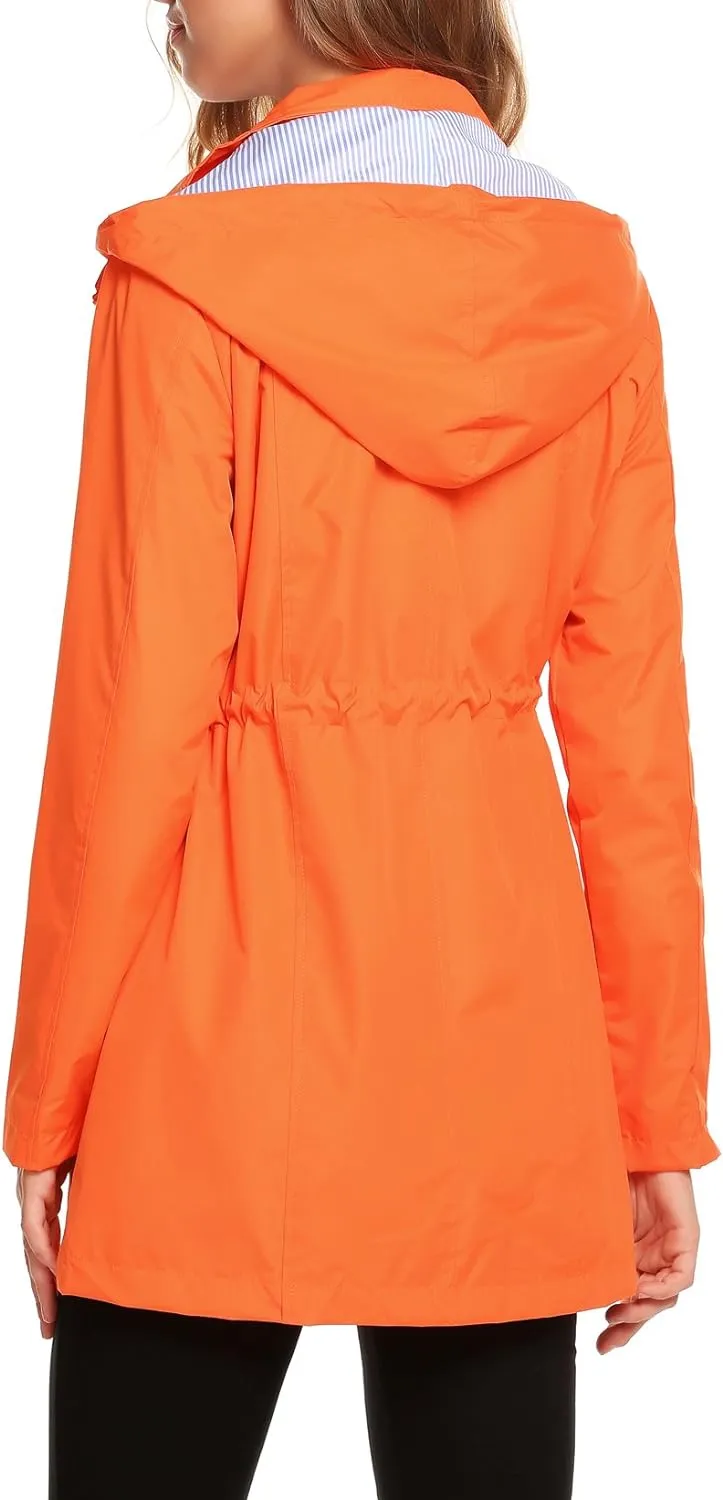 Womens Lightweight Hooded Waterproof Active Outdoor Rain Jacket S-XXL