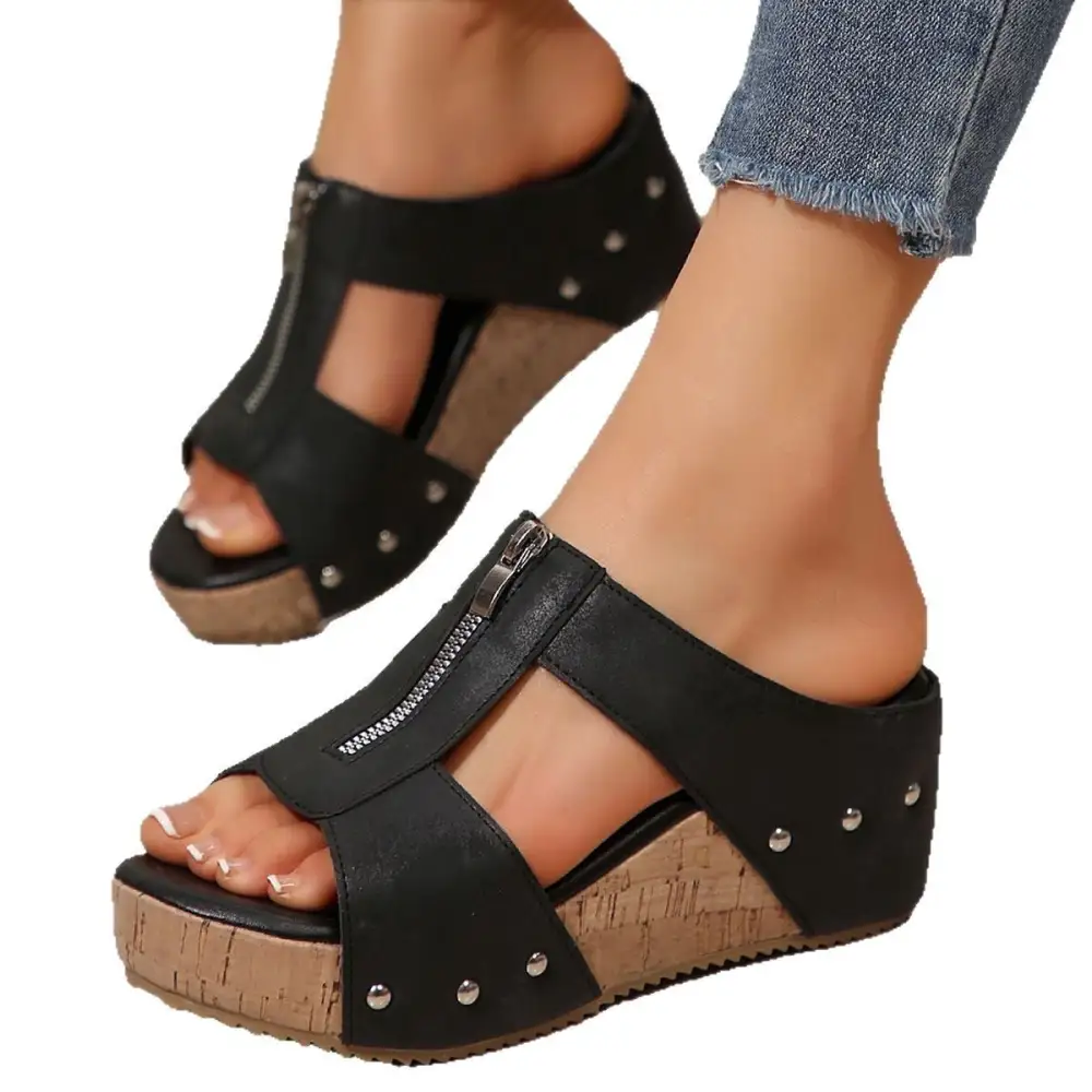 Cushioned Thick Sole Wedge Slide Sandals