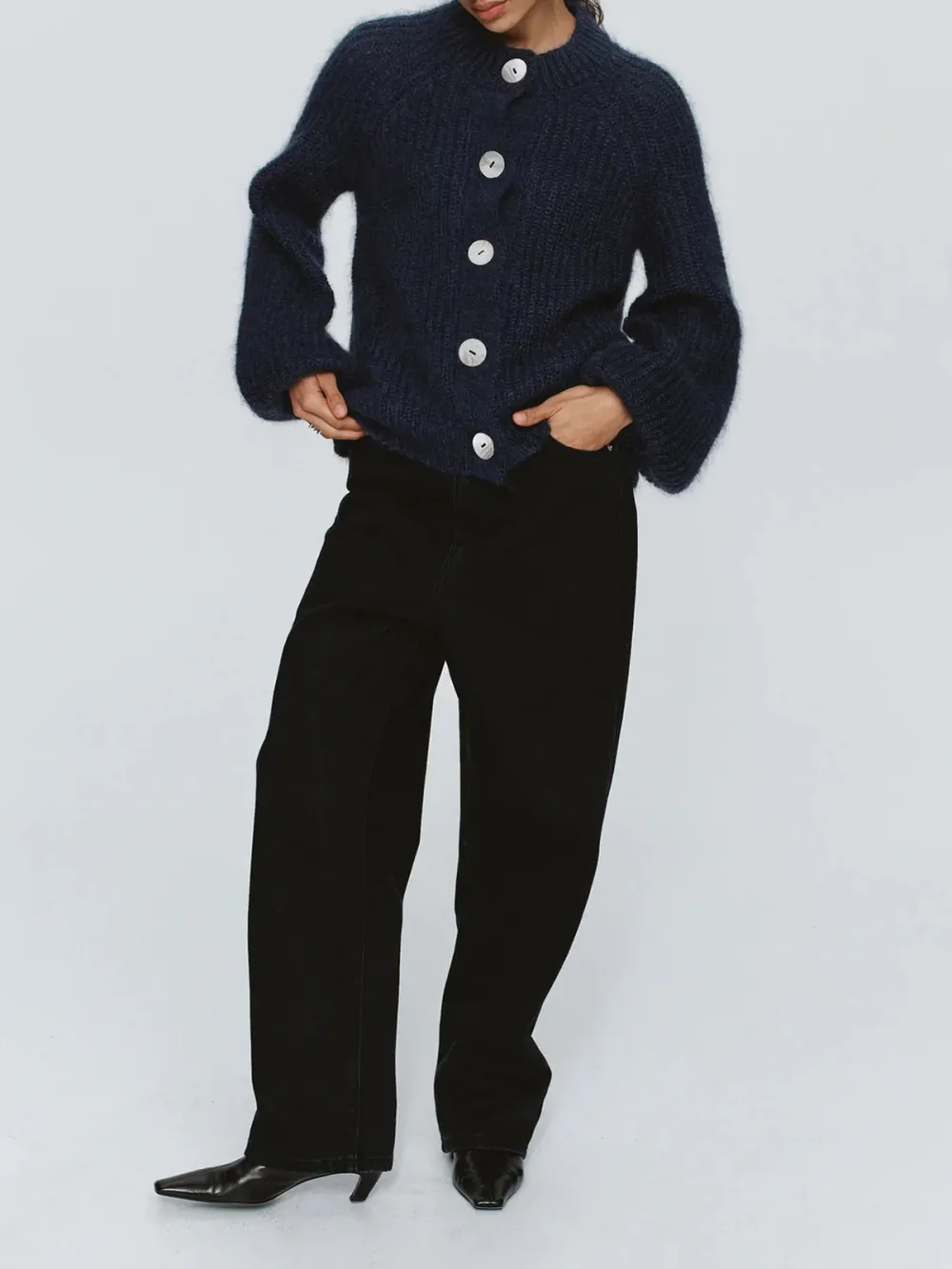 Casual Style Long Sleeve Cardigan Navy