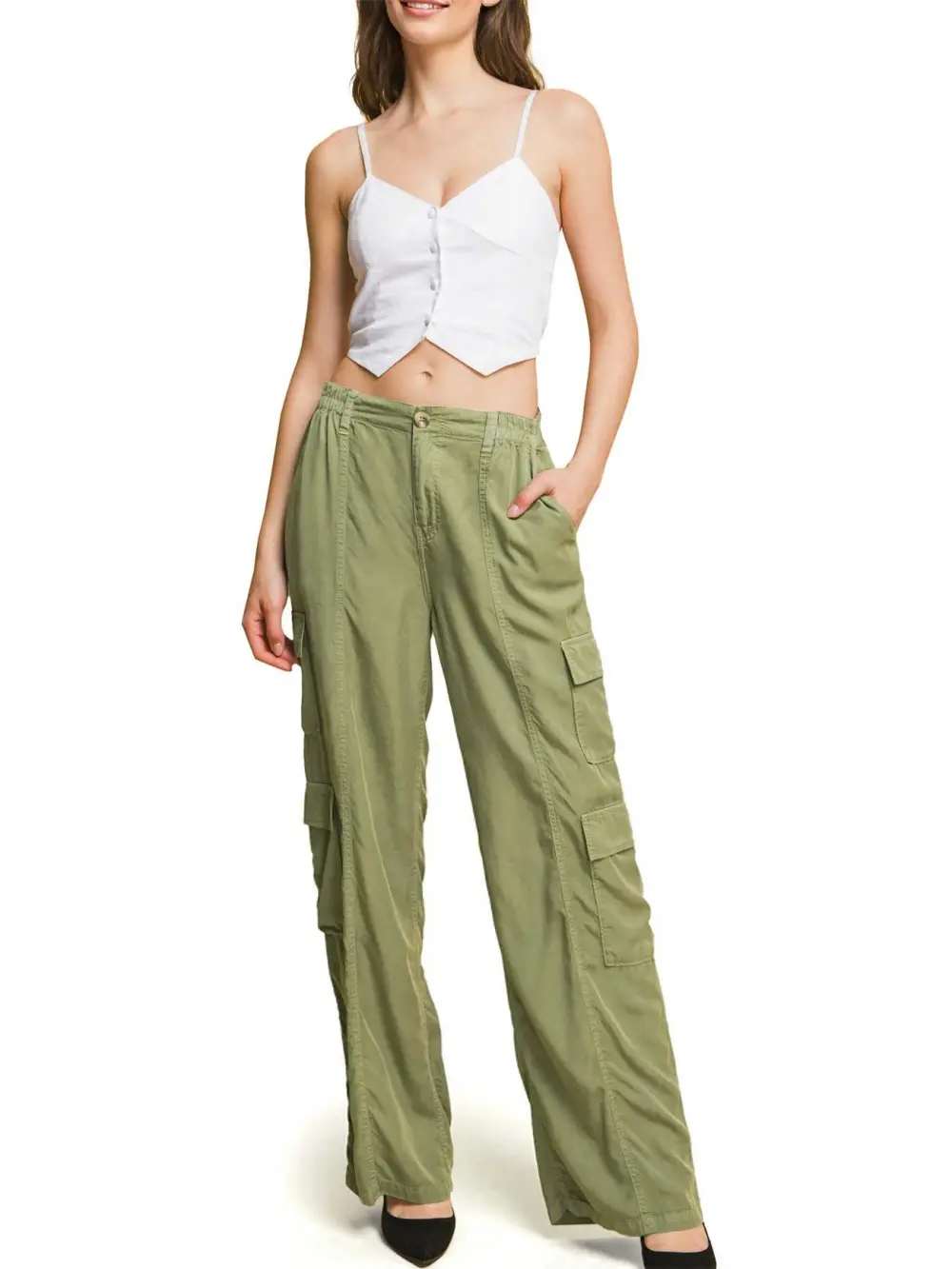 Mid Rise Cargo Pants