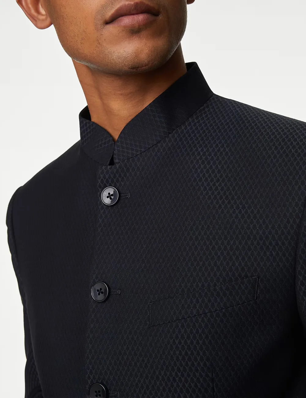 Black Textured Jacquard Jacket