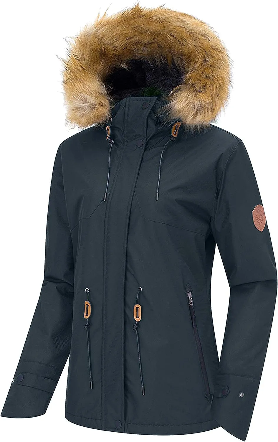Women's Waterproof Ski Jacket Hooded Winter Snow Coat Mountain Snowboarding Jackets Insulated Fleece Parka