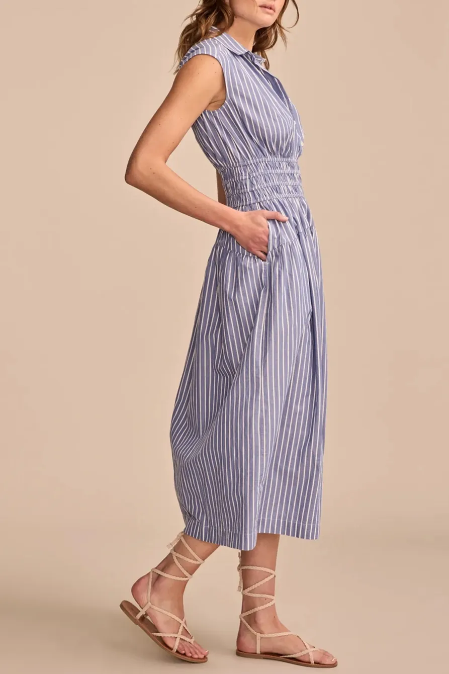 Smocked Dropped Waist Midi Dress