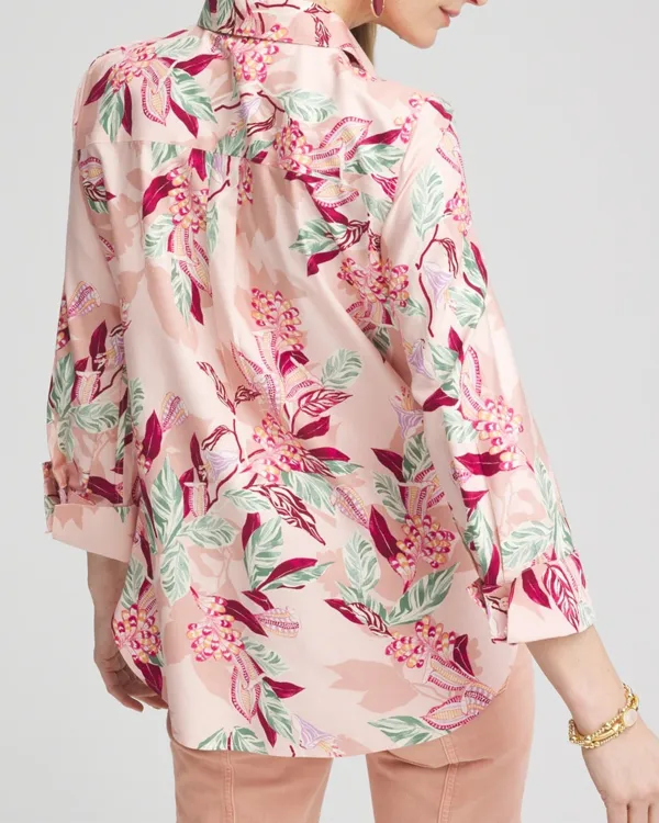 Pink Floral Print Button Up Shirt