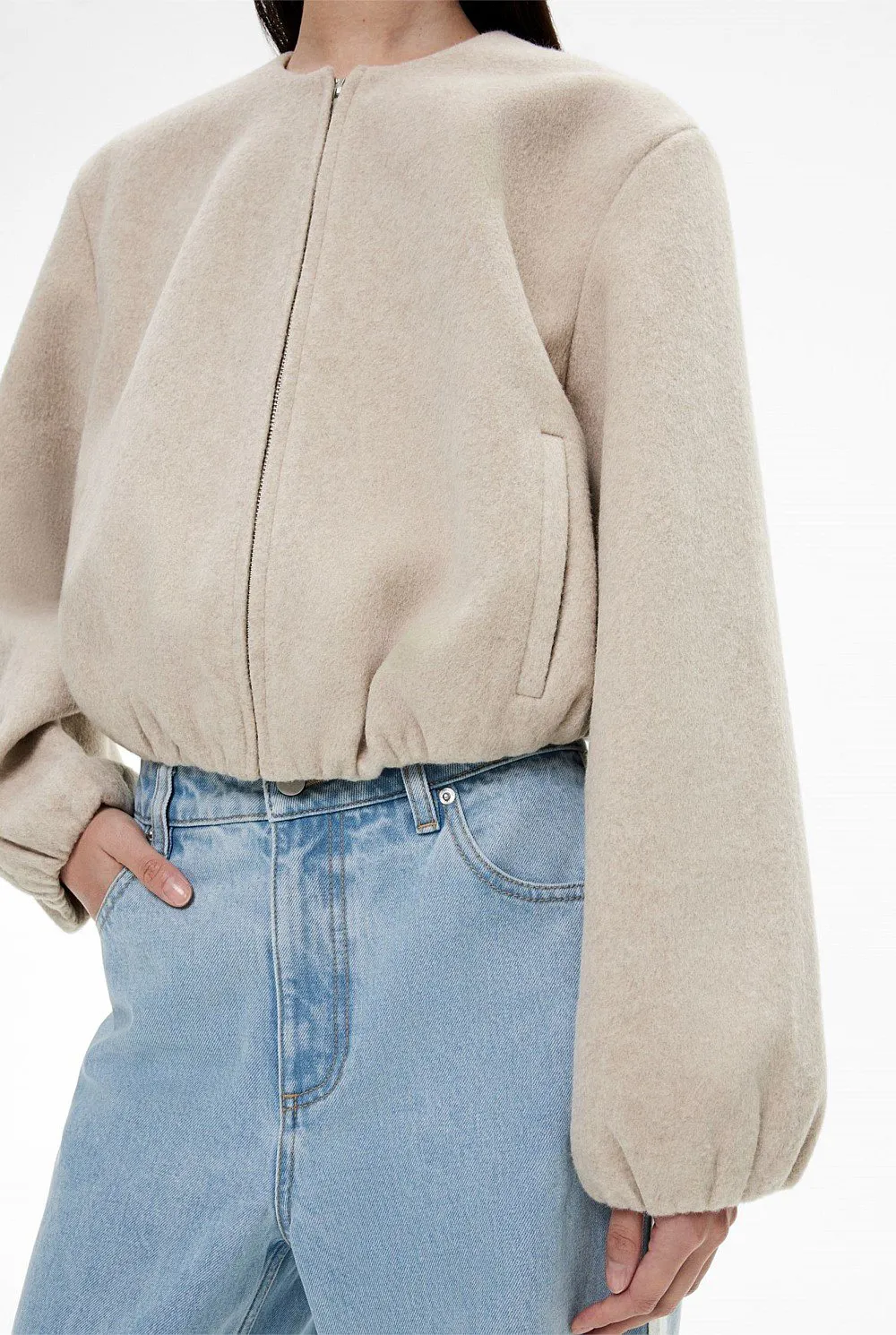 Fur Puff-Sleeve Jacket