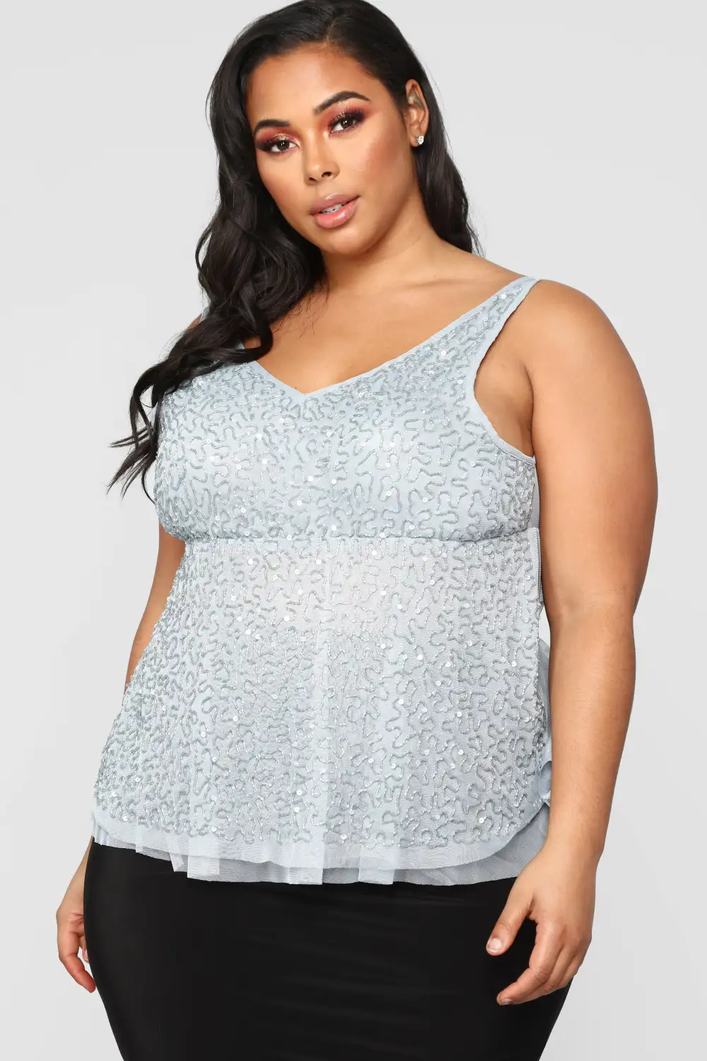 Stay Out Late Peplum Top - Slate Blue