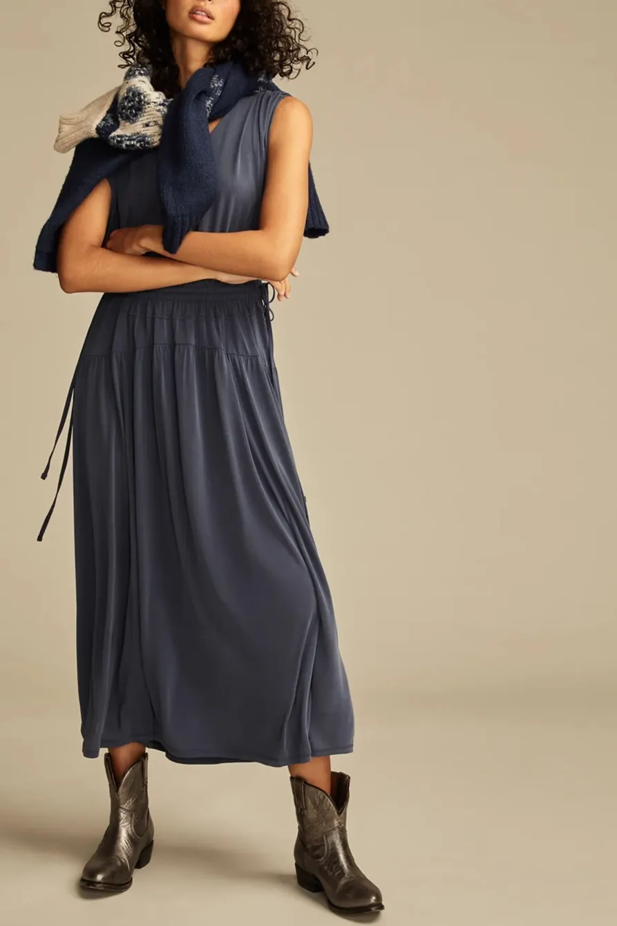 Blue Nights Sandwash Ruched Dress