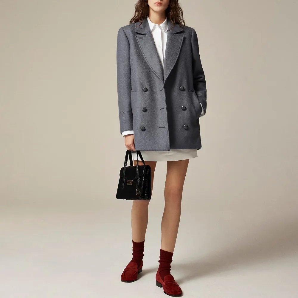 Button Front peacoat wool-blend