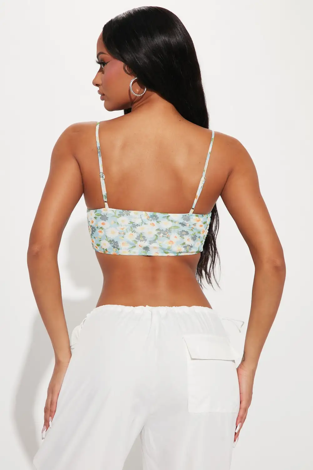 Michelle Floral Corset Top - Blue/combo