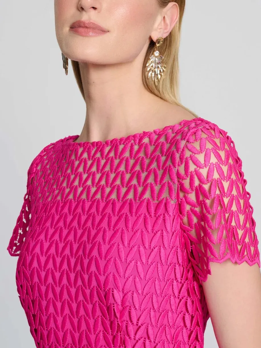 Hot Pink Eyelet Short Dress