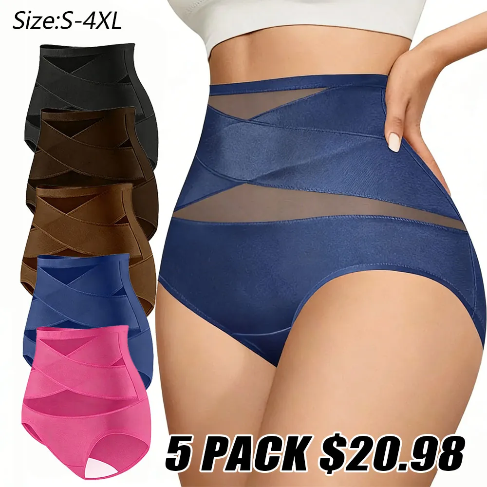 🔥 Women's High-Waist Cross-Mesh Briefs | Ultra Soft Comfort Underwear