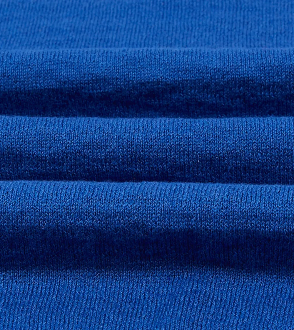 Blue Linen-Cotton Knitted Long-Sleeve Polo Shirt Elegant