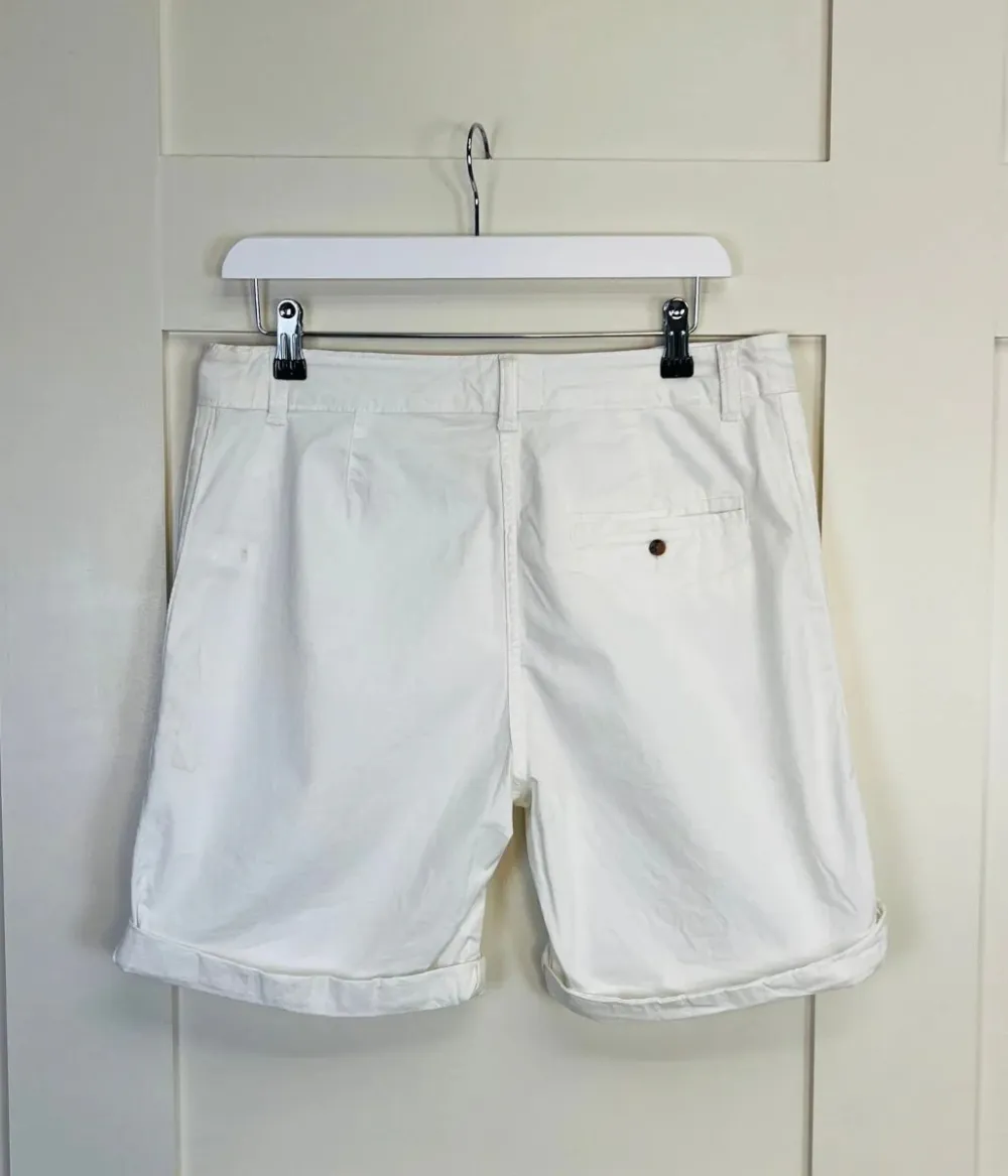 White High Waisted Chino Shorts