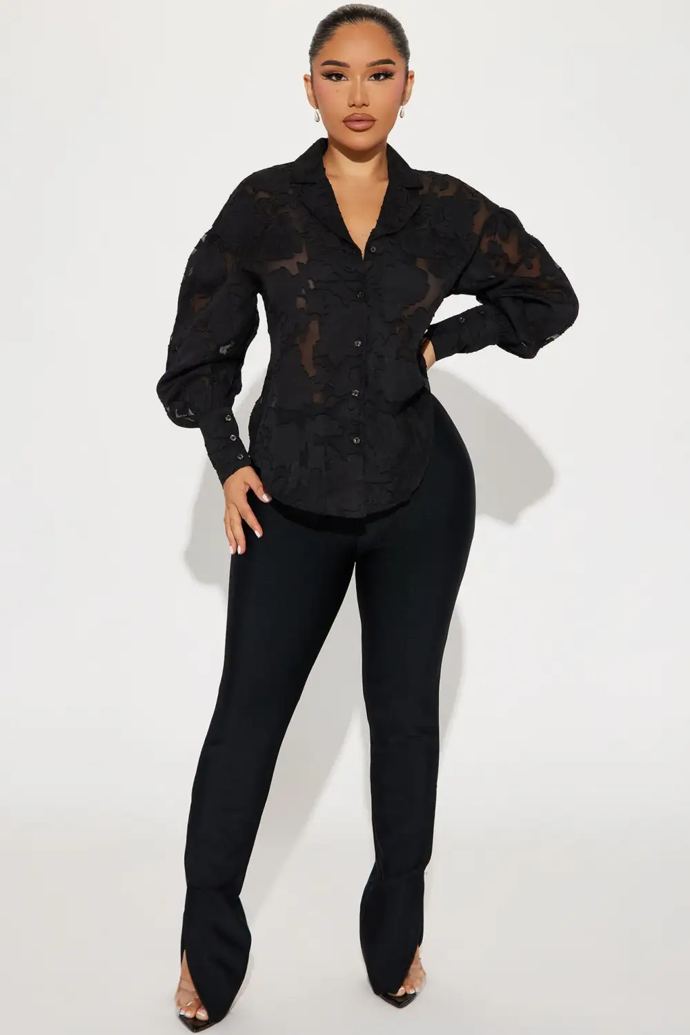 Smell The Roses Jacquard Shirt - Black