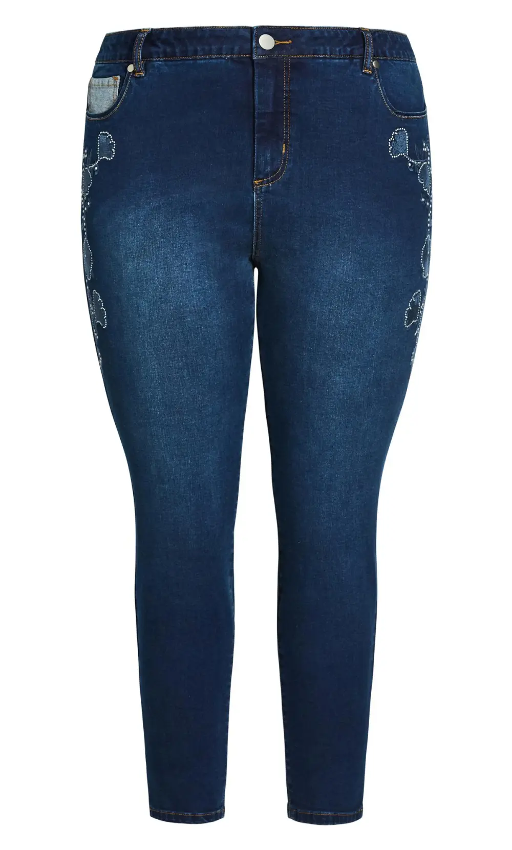 Evans Denim Floral Embroidered Jean