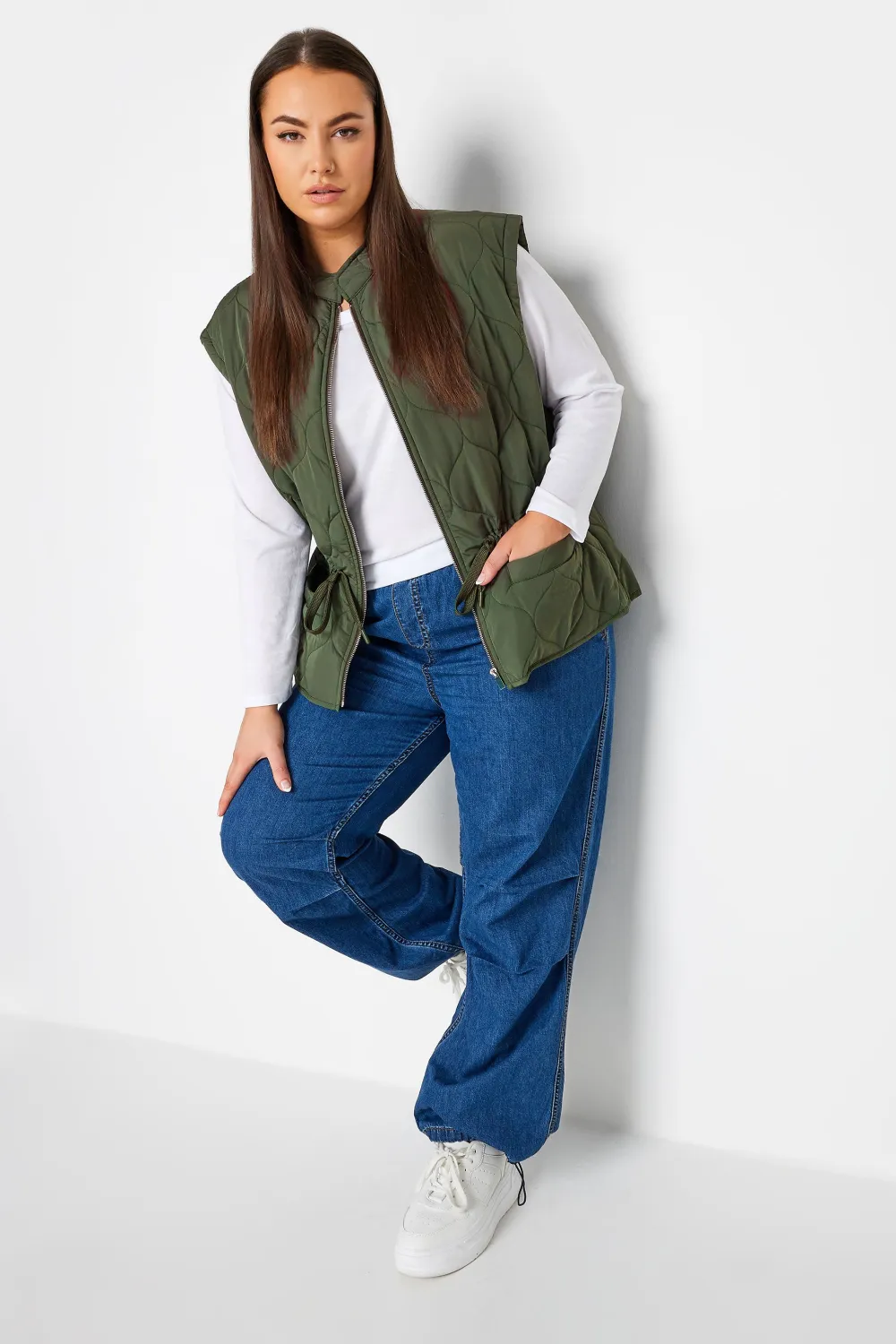 YOURS Curve Khaki Green Cropped Boxy Gilet