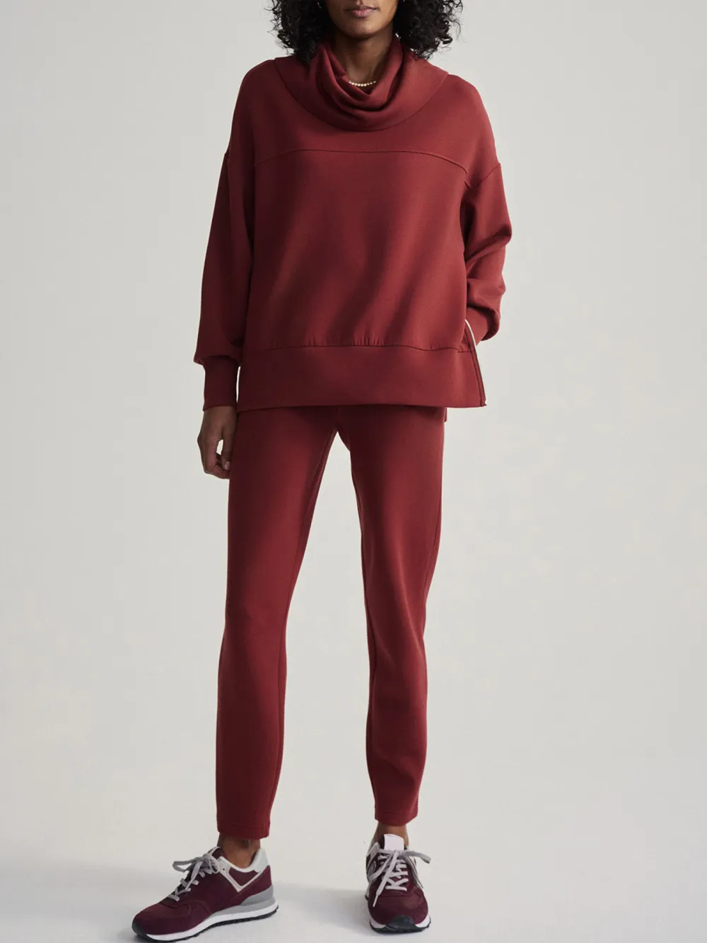 Elegant Cowl-Neck Loose-Fit Sweatshirt