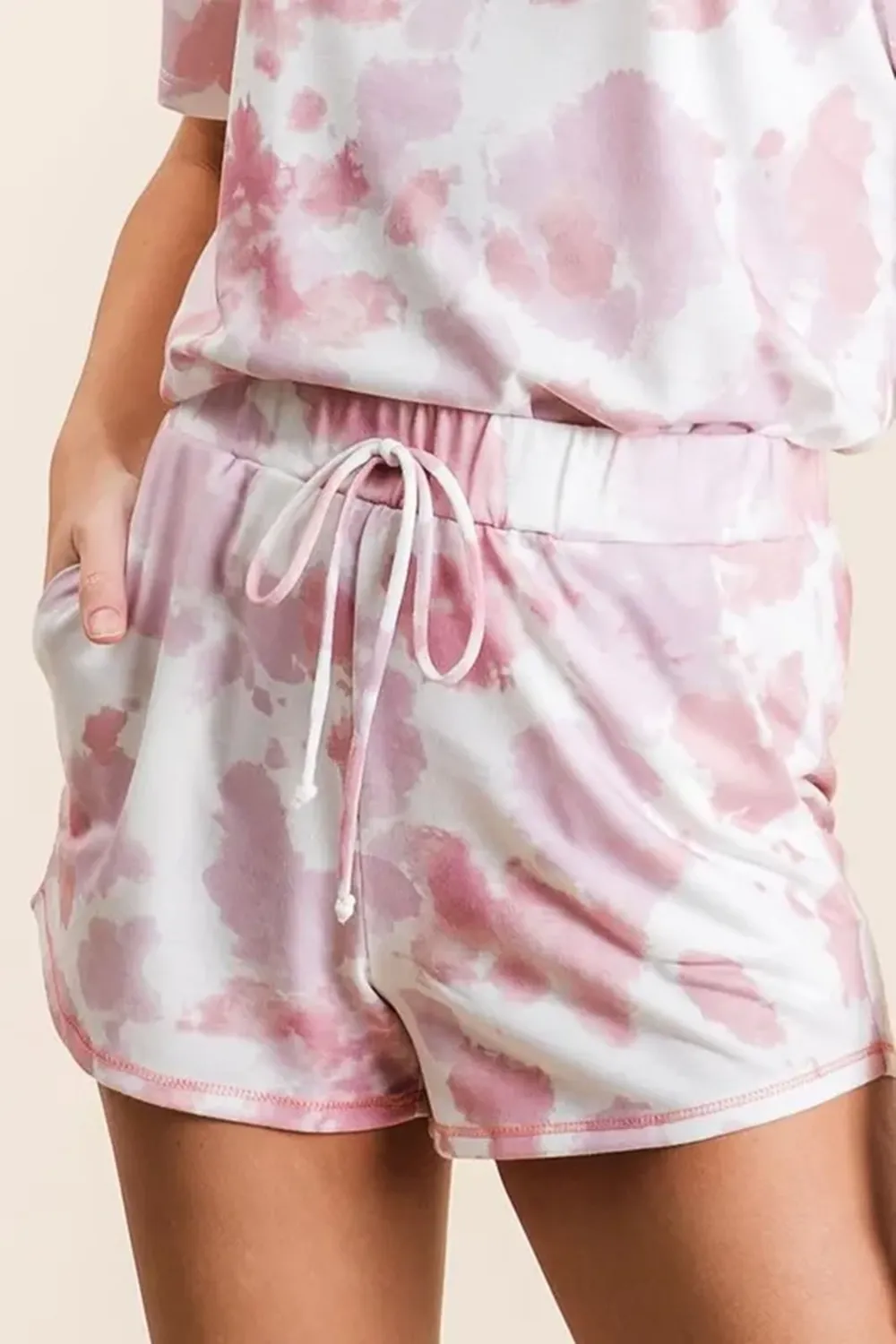 Art Tie-Dyeing Pink Hight Waist Shorts
