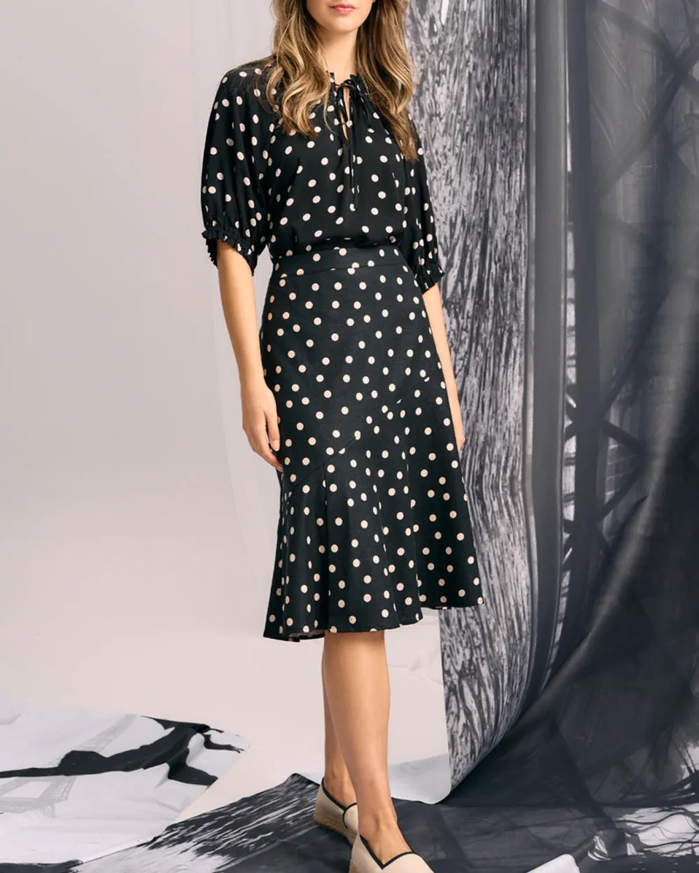 Linen Skirt - Polka Dot