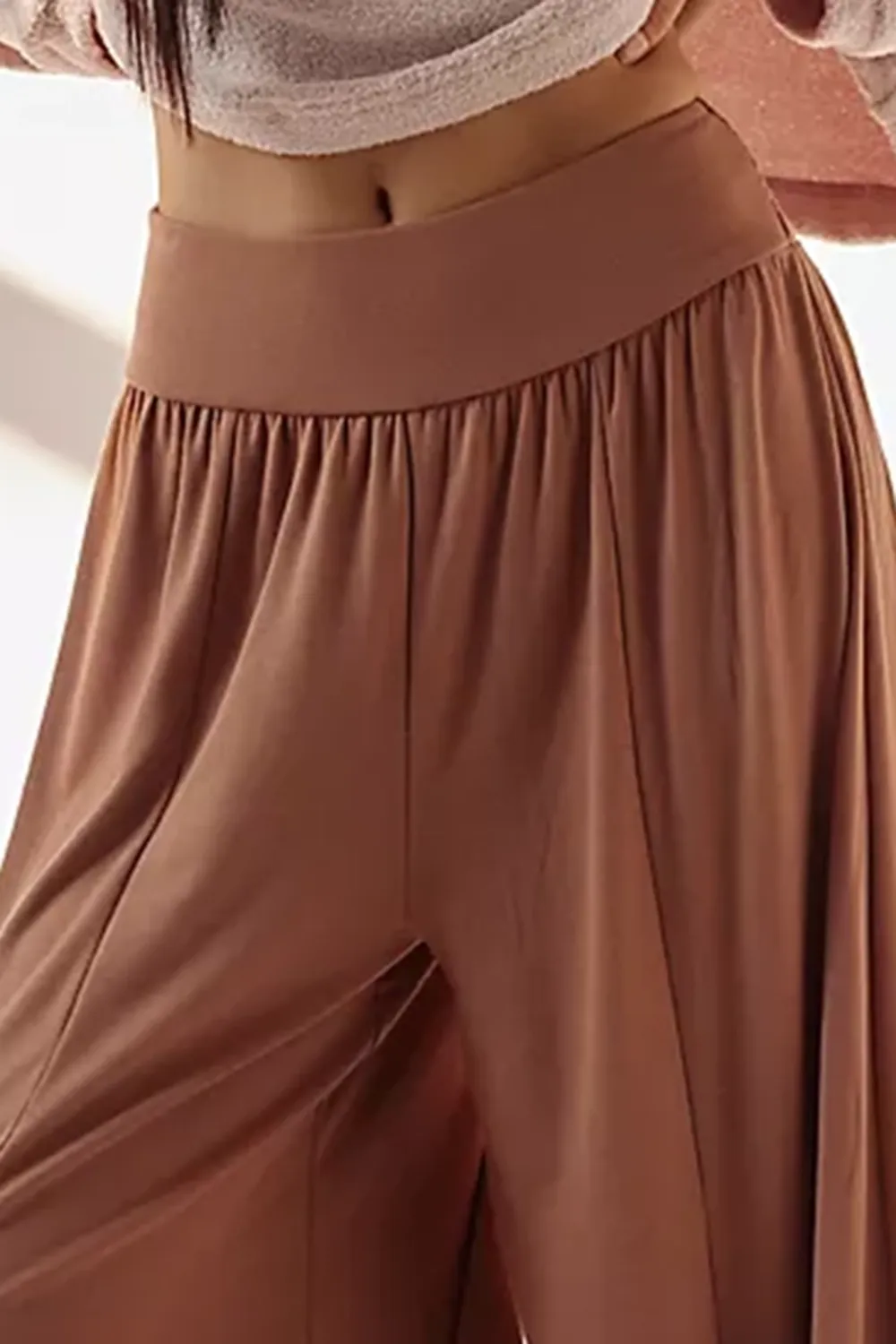 High Waist Elastic Waistband Pants