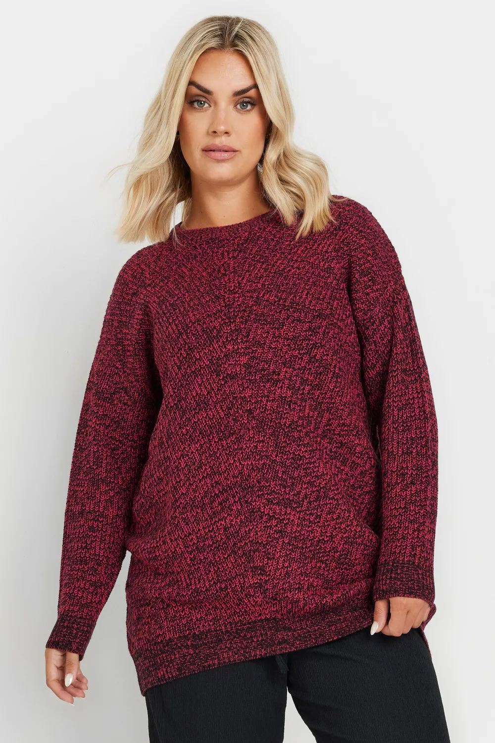 YOURS Curve Black & White Essential Knitted Jumper