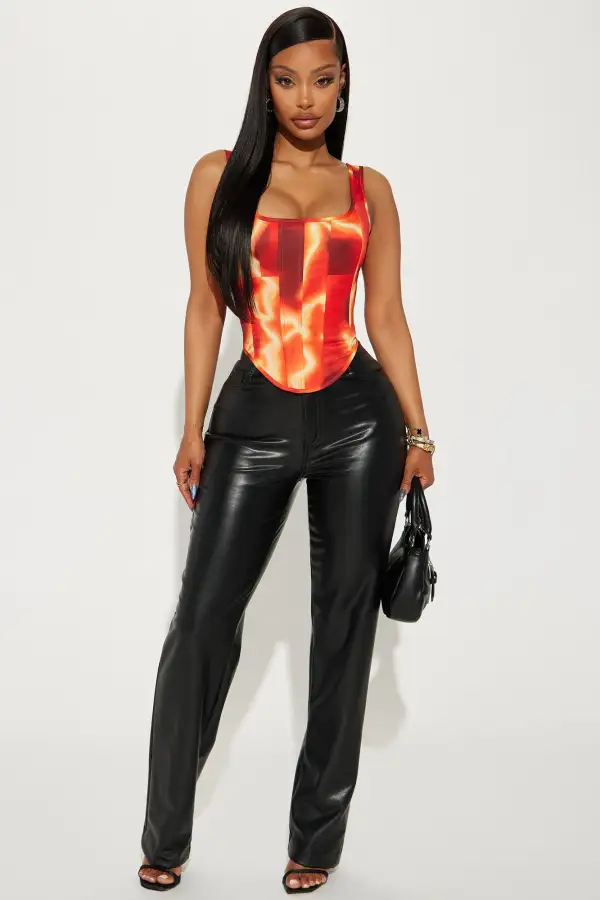 Cali Sunsets Corset Top - Red/combo
