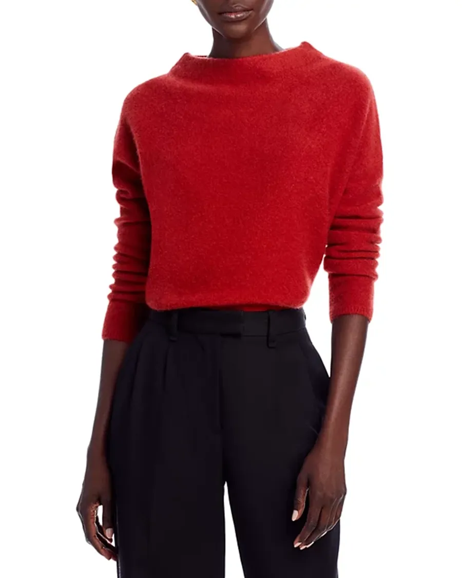 Cashmere Mock Neck Brushed Cashmere Sweater
