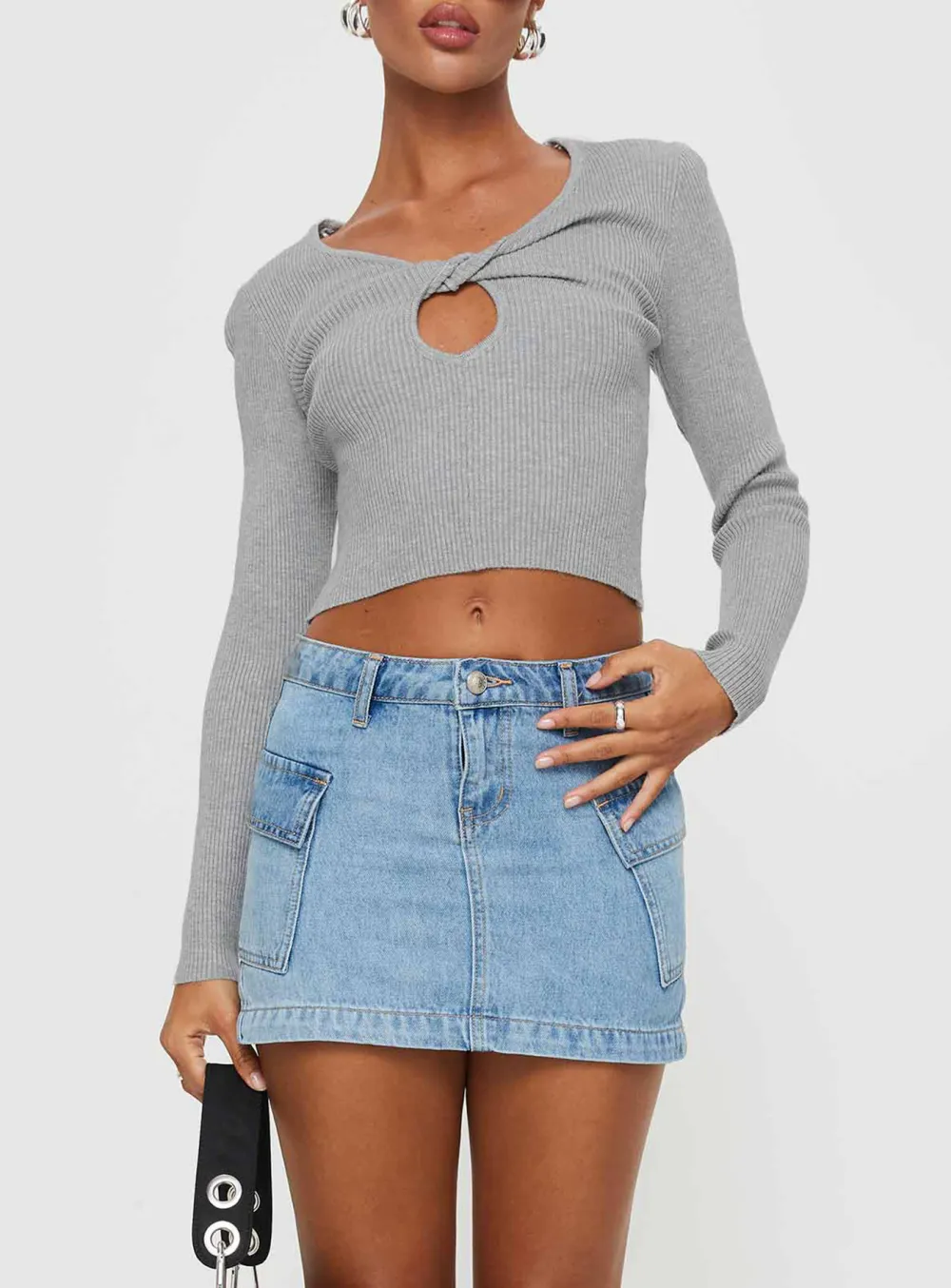Cargo Denim Mini Skirt