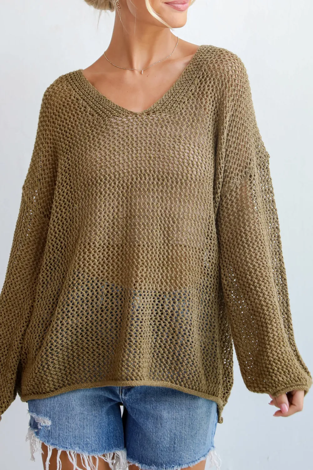 Relaxed Attitude Open Knit Sweater