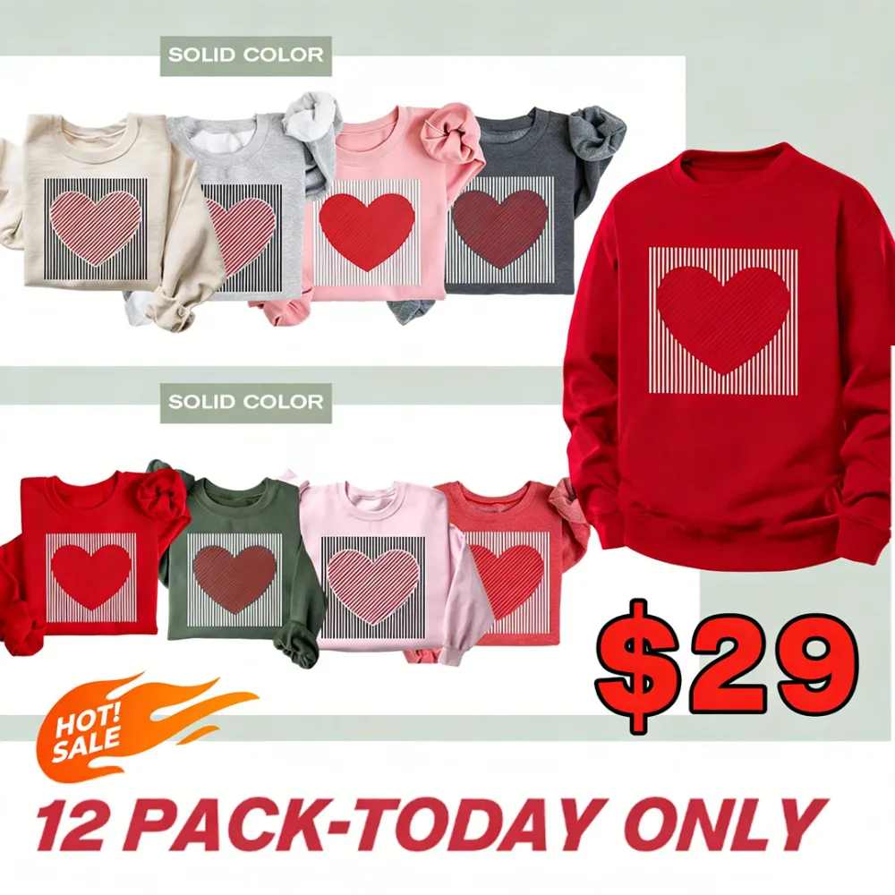 ❤️ Valentine's Day Retro Heart Graphic Sweatshirt | Cute Casual Pullover Top