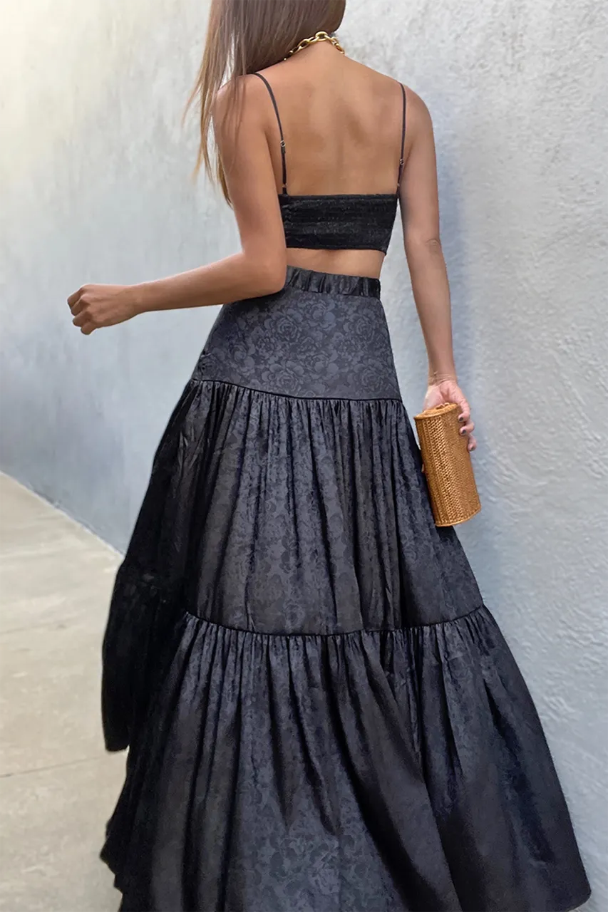 Black Retro Print High-End Camisole Top