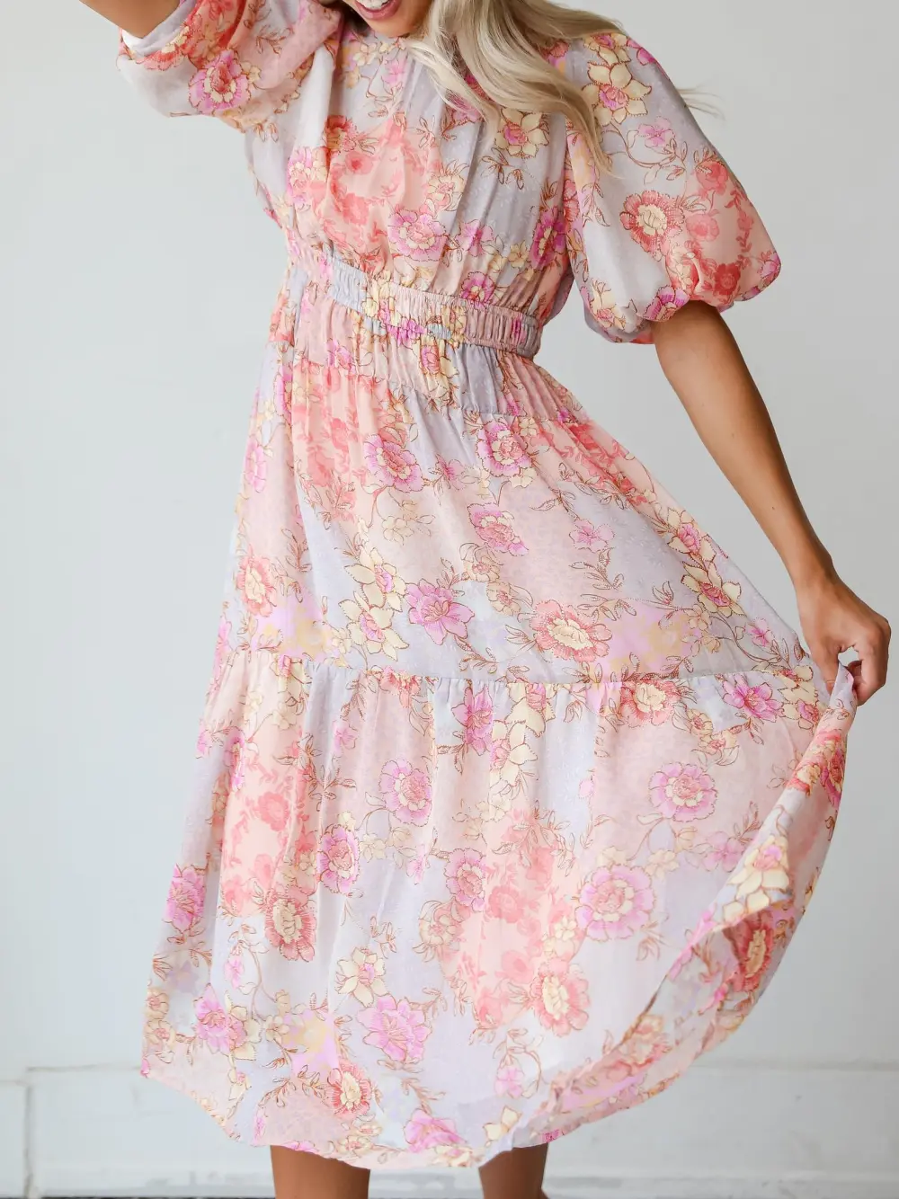 All About The Flowers Light Blue Midi Dress