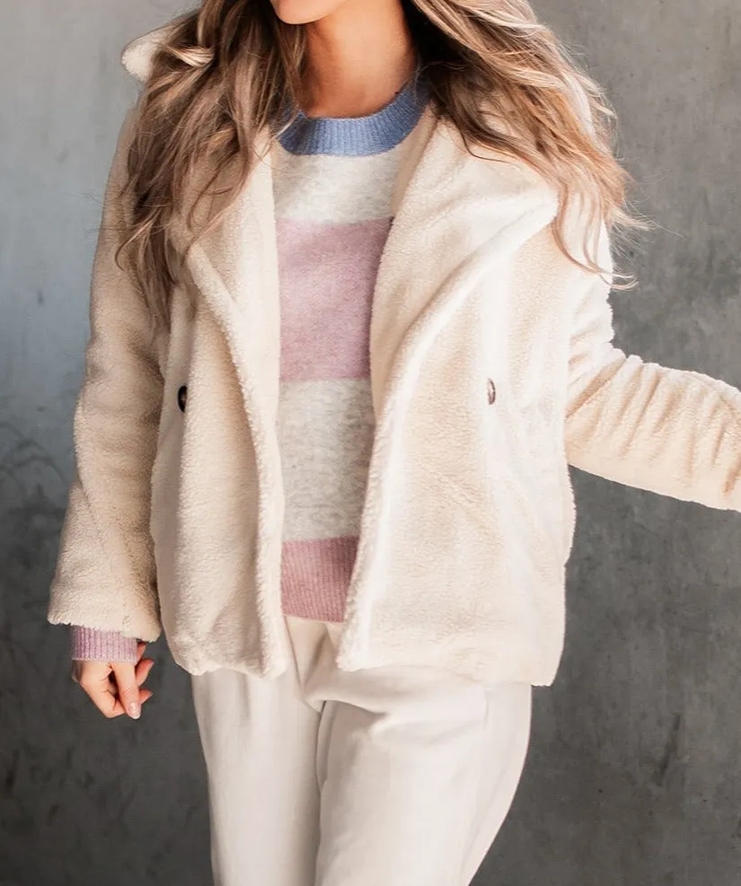 Cream-Colored Lambskin Coat